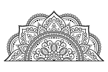 Circular pattern in form of mandala with flower for Henna, Mehndi, tattoo, decoration. Decorative ornament in ethnic oriental style. Outline doodle hand draw vector illustration.