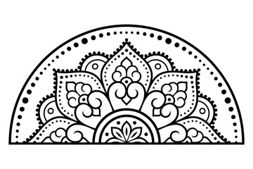 Circular pattern in form of mandala with flower for Henna, Mehndi, tattoo, decoration. Decorative ornament in ethnic oriental style. Outline doodle hand draw vector illustration.