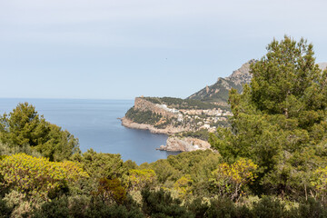 Fototapeta na wymiar cliffside hotel complex at Port de Soller, Mallorca, Spain