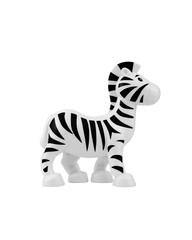 Plastic zebra toy isolated on white background.