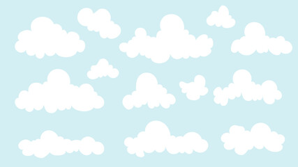 Cloud set, set of white cartoon clouds, white clouds collection flat style easy to edit, cloud sky nature element decoration vector illustration. 
