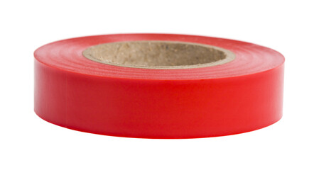 Roll of red electrical tape isolated on white background.