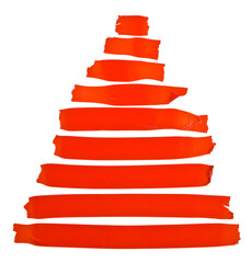 Strips of red electrical tape isolated on white background.