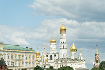 Ensemble of Ivan Great Bell Tower and Archangel Cathedral in Moscow Kremlin
