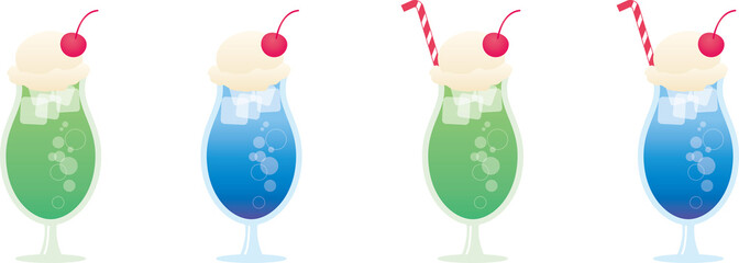 クリームソーダのイラストセット