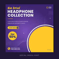 Naklejka premium Headphone collection sale social media promotion banner template