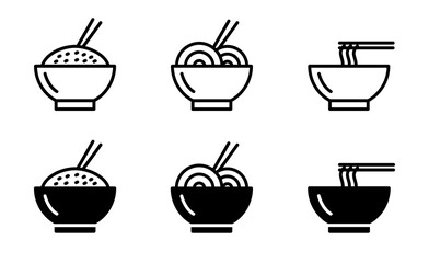 Noodle icon set vector for web