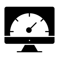 Speedometer inside monitor, concept of system speed icon