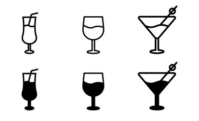 Cocktail icon set, Drink icon vector for web