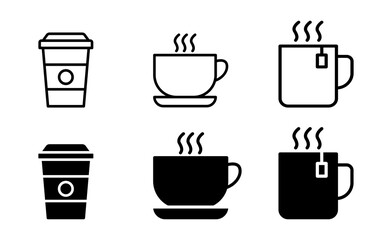 Disposable coffee cup icon set vector
