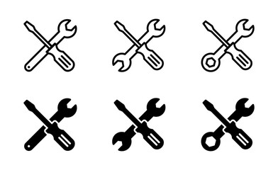 Repair icon set. Wrench, screwdriver and gear icon vector