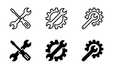 Repair icon set. Wrench, screwdriver and gear icon vector