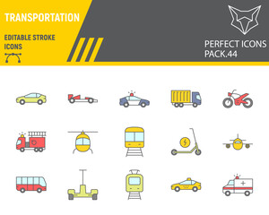 Transportation line icon set