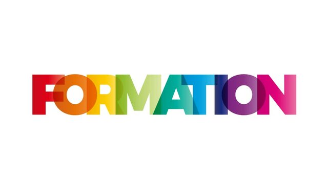 The word Formation. Animated banner with the text colored rainbow.