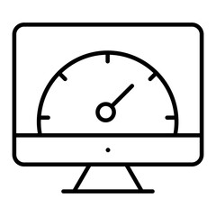 Speedometer inside monitor, concept of system speed icon