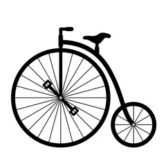 Fototapeta na wymiar ペニーファージング型自転車のシルエットのイラスト