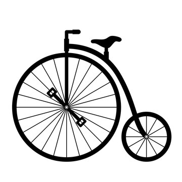 ペニーファージング型自転車のシルエットのイラスト