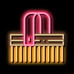 Horse Clean Brush neon light sign vector. Glowing bright icon Horse Clean Brush sign. transparent symbol illustration