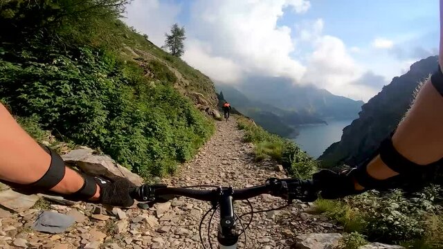 First Person Mountain Bike Ride on the Iconic Barbellino Trail, Orobie Alps, Italy
