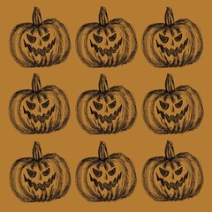 set of halloween pumpkins