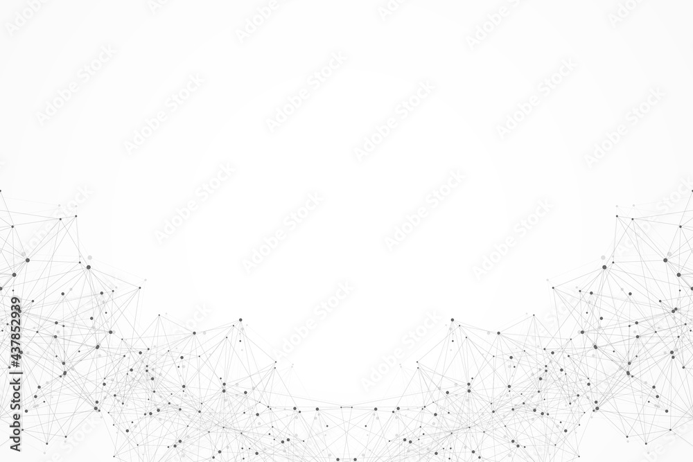 Aufkleber Geometric connected background lines and dots. Simple technology abstract graphic background design, illustration.