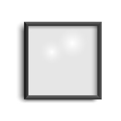Blank black picture frame , square empty picture frame on white