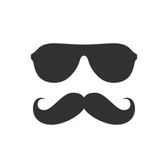 Man mustache and sunglasses icon. Moustache and glasses, geek or hipster style.