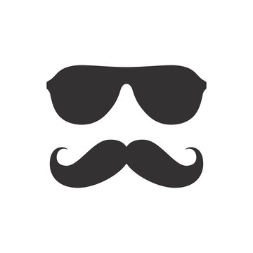 Man mustache and sunglasses icon. Moustache and glasses, geek or hipster style.