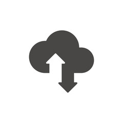 Cloud data storage with arrows icon. Uploading and downloading concept symbol.