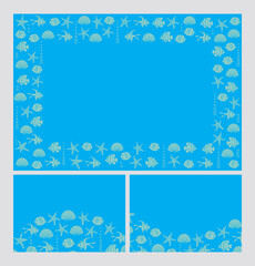 blue backgrounds with marine animals - vector templates with fishes and sea stars