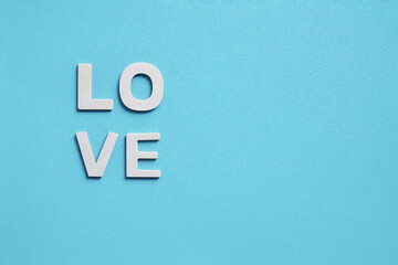 love word with wooden letters for valentine's day