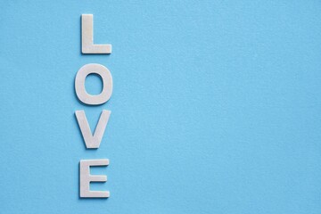 love word with wooden letters for valentine's day