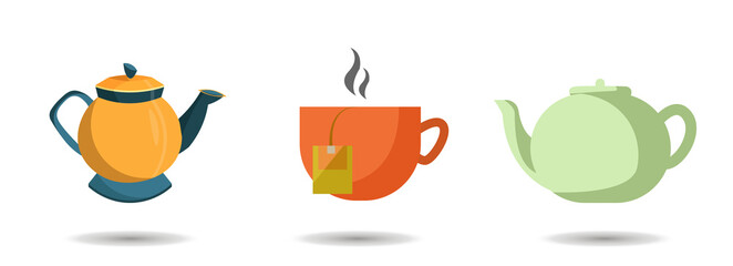 tea kettle, cup with pack vector clip art set. tea kettle, cup with pack vector clip art set. tea kettle, cup with pack vector clip art set.