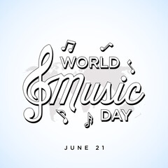Fototapeta premium Happy world music day celebration Hand draw typography - Vector