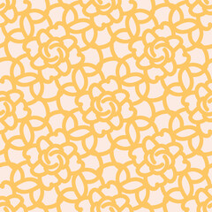 Orange Yellow Vector Retro Flower Bloom Texture Seamless Pattern Background. Perfect for gift wrap, scrapbooking, packaging, fabric, stationery projects.