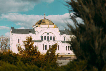 Fototapeta na wymiar Brest, Belarus. St. Nicholas Garrison Cathedral In Spring Sunny Day. Famous Historic Landmark