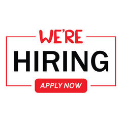 We are Hiring design with red and black text effect on white background, Business recruiting concept with red and black color, join us vector illustration for hiring concept.
