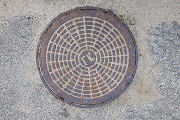 manhole cover in the street