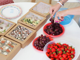 close up sandwiches in cardboard packaging in portions in catering services delivery
