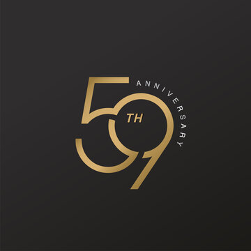 59th anniversary celebration logotype with elegant number shiny gold design