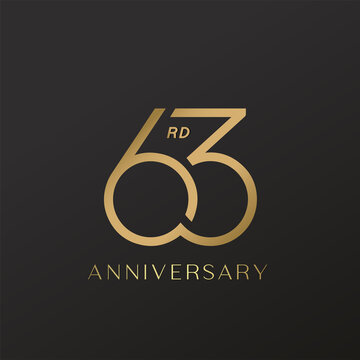 63rd anniversary celebration logotype with elegant number shiny gold design
