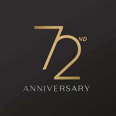 72nd anniversary celebration logotype with elegant number shiny gold design
