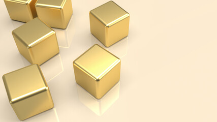 The  gold cube on white for abstract  background concept 3d rendering.