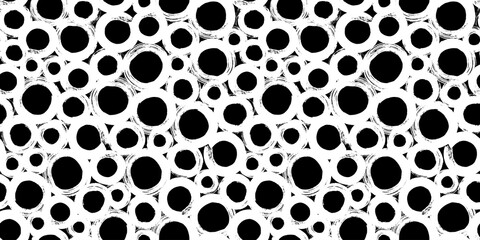 Hipster polka dot seamless pattern. Black and white abstract background with hand drawn bubbles.