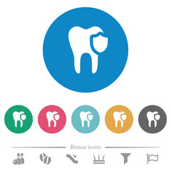 Dental protection flat round icons