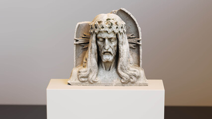 Jesus stone head sculpture