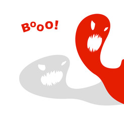 Nightmare monster comes into dark room bedroom vector stylish illustration, funny cartoon ghost creature frightening looking inside, horror theme drawing.