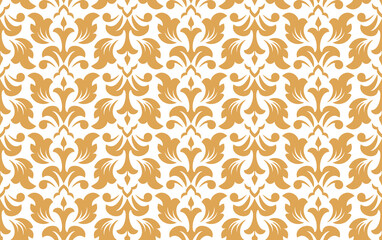 Flower geometric pattern. Seamless vector background. White and gold ornament. Ornament for fabric, wallpaper, packaging. Decorative print