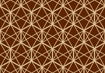The geometric pattern with lines. Seamless vector background. Gold and dark brown texture. Graphic modern pattern. Simple lattice graphic design