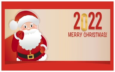 Santa Claus. Merry Christmas. Gift coupon, flyer, announcement, coupon, postcard, banner, advertisement, congratulation. Vector.